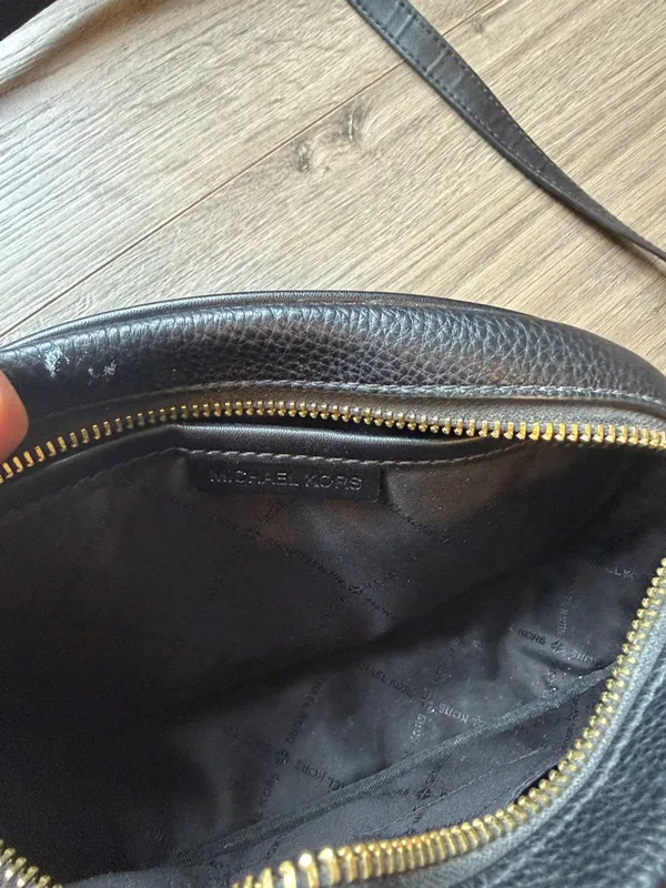 Michael Kors Black Pebbled Leather Rounded Crossbody with Gold Hardware - Image 8