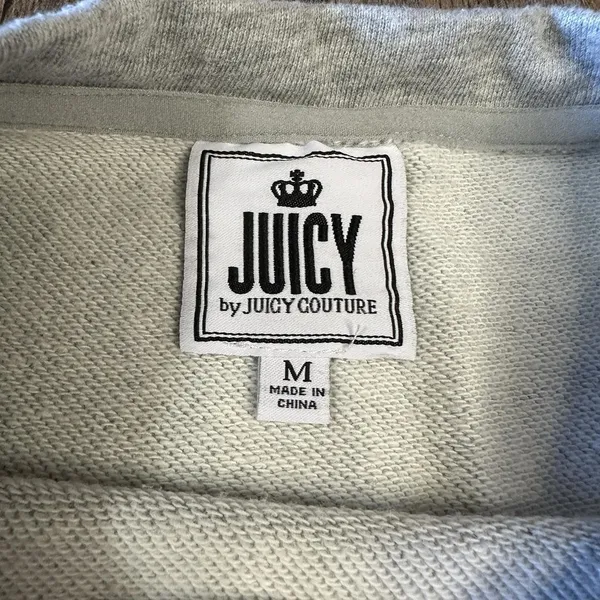 Juicy Couture Cropped Crew Neck Sweatshirt Gray Women’s Medium Crown Logo - Image 2