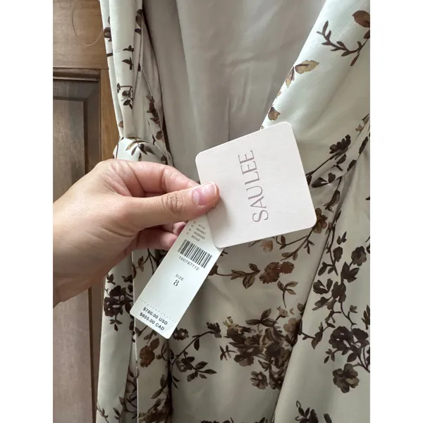 SAU LEE Callie Gown in Beige Multi Floral Size 8 NEW - Image 7