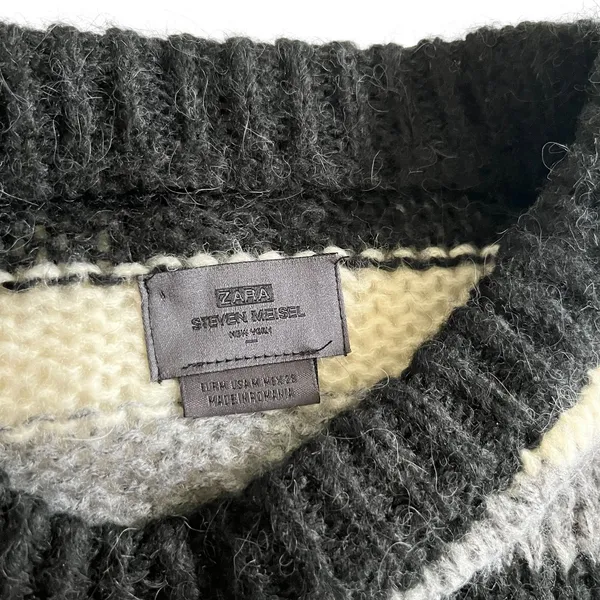 Zara Steven Meisel Striped Alpaca Sweater – Cozy Oversized Fit size M - Image 3