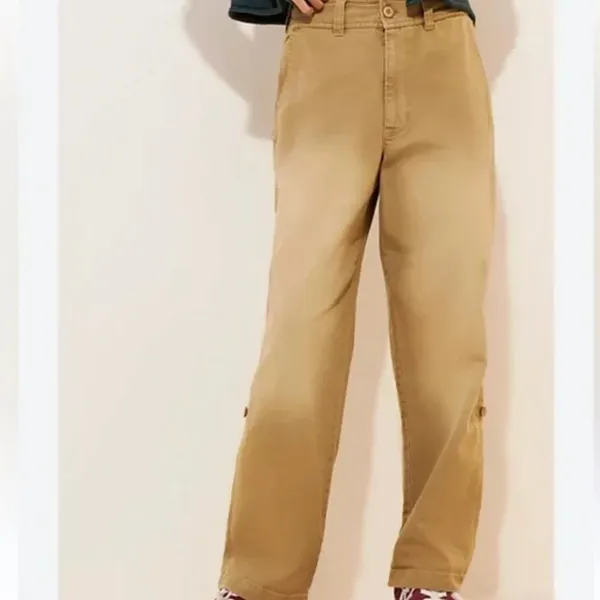 NWOT FREE PEOPLE Cleo Washed Chino Trouser Pants SZ-4 - Image 5