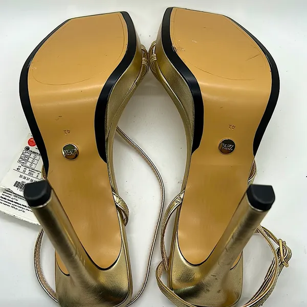 Zara NWT Dazzling Golden Strappy High Heel Shoes **Size 41/USA Size 10**🔥🔥 - Image 5