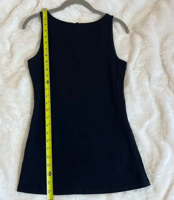 Basic Black Scoop Neck Minimalist Cotton Tank Top Size Small - Image 7