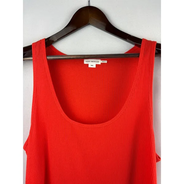 Women’s Good American Size 3X Bright Orange Ribbed Tank - Image 2