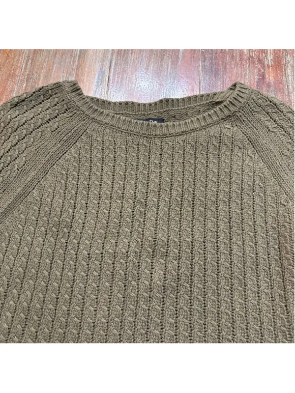 Massimo Dutti Cotton Cashmere Cable Knit Sweater Olive Green Small - Image 2