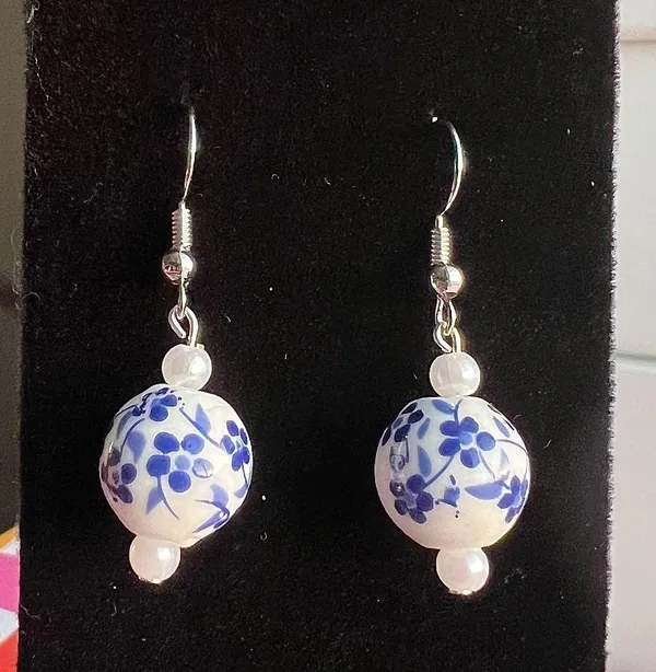 Chinoiserie Dangle Earrings handmade - Image 3