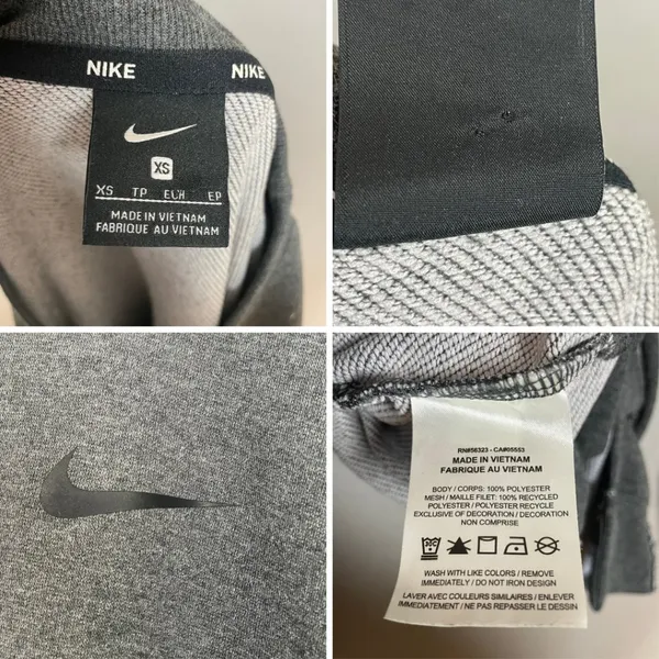 Nike Sweatshirt Top Gray Women Size XS‎ Relaxed Fit Long Sleeve Fleece Raw Seams - Image 5