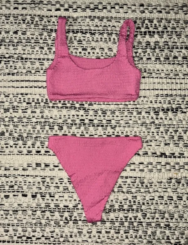 🆕 NIB Naked Wardrobe | Bubblegum Pink Smocked Bikini - Image 5