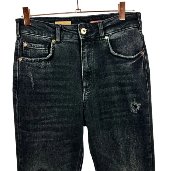 Anthropologie Pilcro Vintage Straight Distressed‎ Jeans Black Size 27 - Image 6