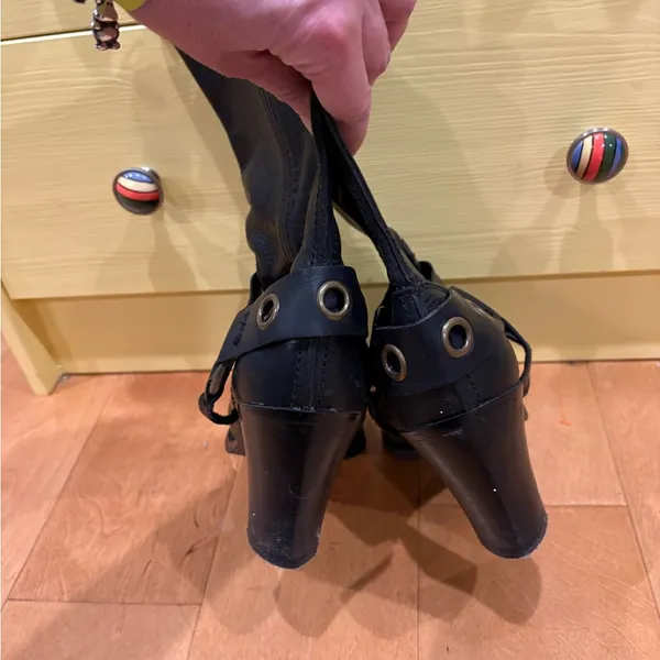 Tommy Hilfiger moto western vintage Y2K leather boots mid calf sz 9.5 black - Image 3