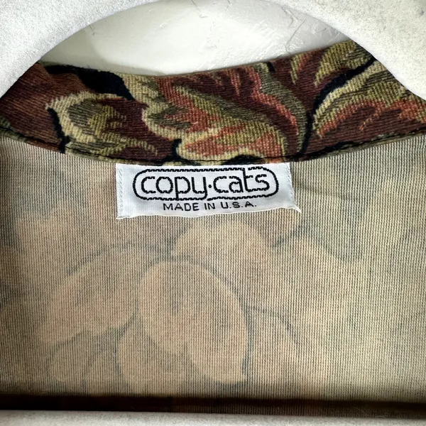 VTG Copy Cats Vintage Brown Tapestry Floral Suede Oversized Blazer Jacket Large - Image 6