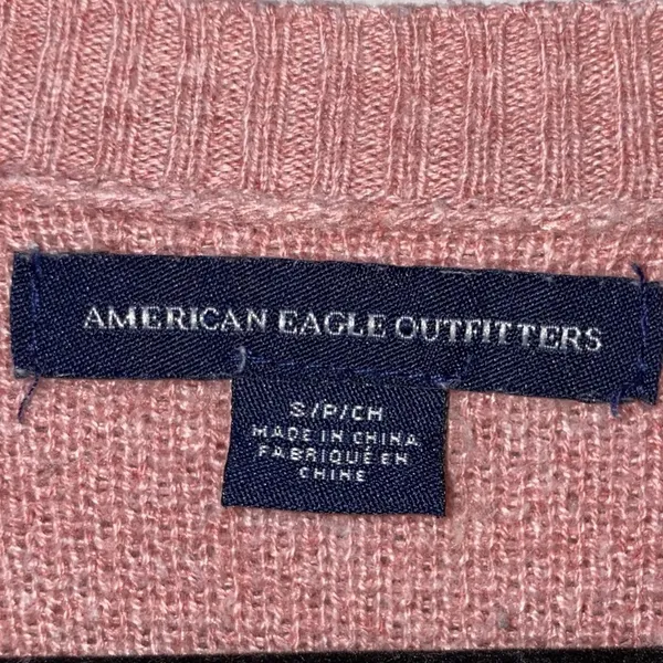American Eagle Waffle Knit Sweater Small Pink Lightweight Crew Neck Casual‎ - Image 4