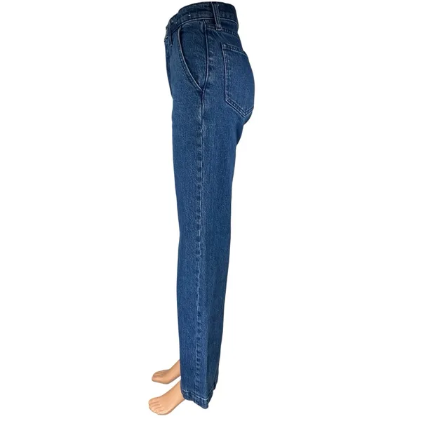 Abercrombie & Fitch 90s Relaxed Blue Wide leg High Waist Denim Jeans Pants Sz 24 - Image 2