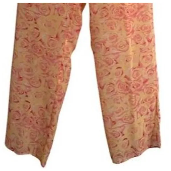 Romance Loungwear Womens M Pink Floral Pant Camisole Robe Sheer Romantic Love - Image 7