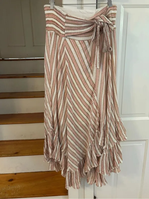 Free People One Giselle Convertible One-Shoulder Striped Midi Dress M - Image 8