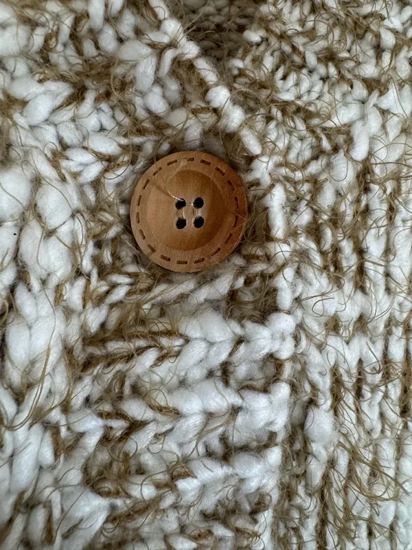 Jacquie The Label V Neck Puff Sleeve Fiora Cardigan Knit Sweater Small Tan Fawn - Image 10
