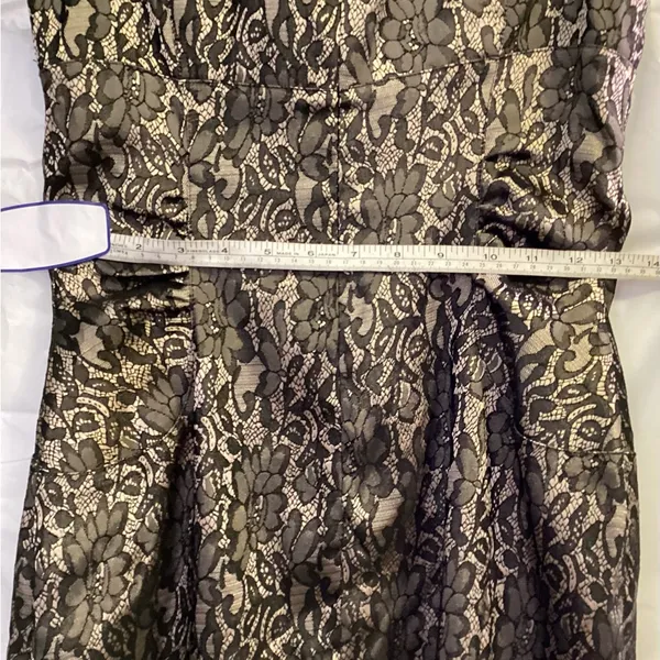 Ann Taylor Elegant Black Lace Dress Cocktail nude underlay - Image 8