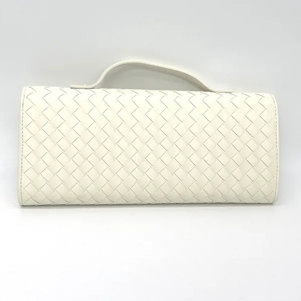 Few Moda East West Woven Clutch Bag Crossbody Cream Toggle Minimalist Chic Vegan - Image 4