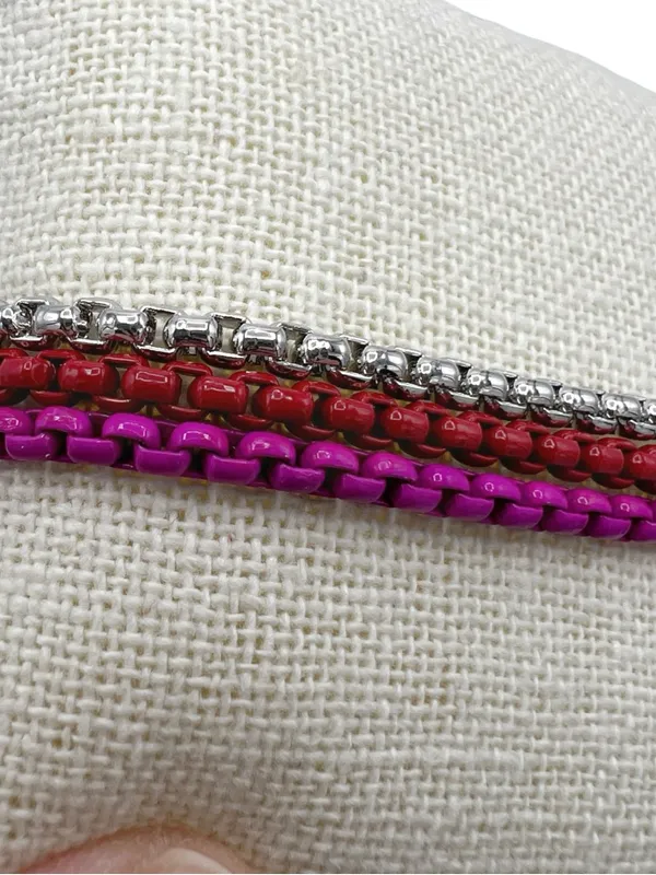 NWT On 34th 3 Piece Enamel Coated Link Bracelets Red - Image 2
