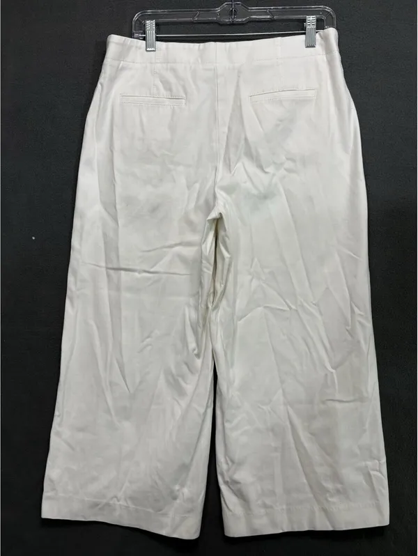 Ann Taylor Size 10 White Stretch Wide Leg Crop Pants - Image 3