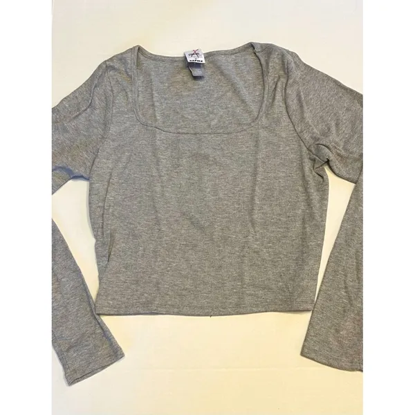 Tillys‎ Sz S Gray Pullover Crop Top Scoop Neck Ribbed Knit Slim Fit - Image 6