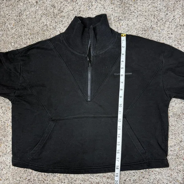 Outdoor Voices Half Zip Cropped Pullover Sweatshirt Black Medium M Activewear - Image 9