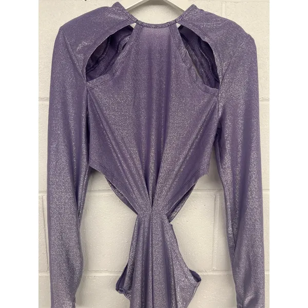 Bronx & Banco Sz M Purple Amara Lilac Cut Out Metallic Long Sleeve Maxi Dress - Image 5