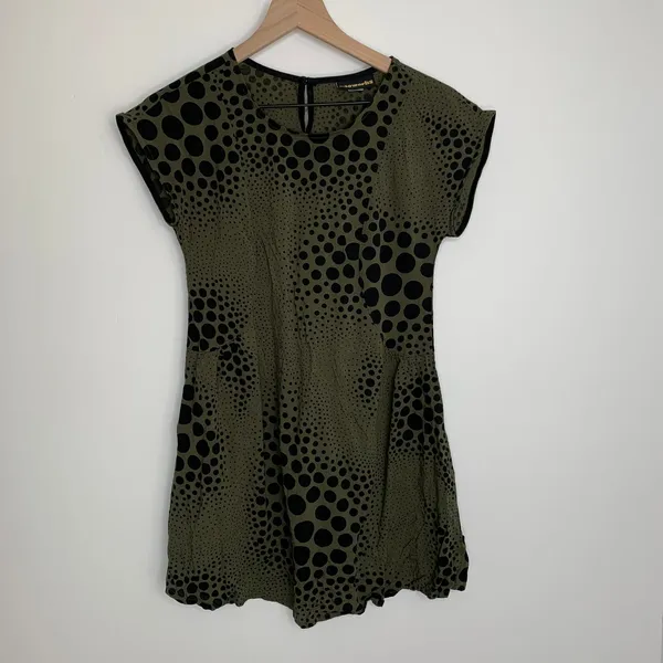 Nooworks Size Small Olive Green and Black Babydoll Dress - Image 2