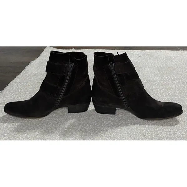 Paul Green Brown Suede Ankle Booties Buckle Zipper Women's US 6 miden 27.5 Cm - Image 4