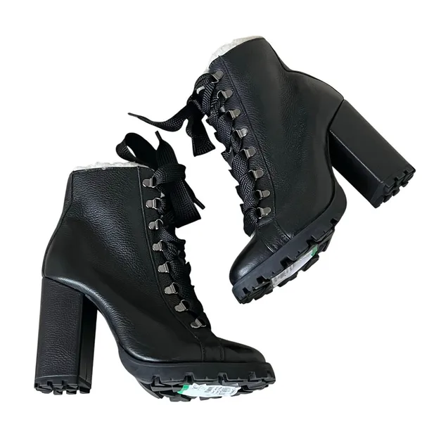 Schutz Zhara Winter Bootie Womens 8.5 B Black Lace Up Chunky Combat Boots Grunge - Image 7
