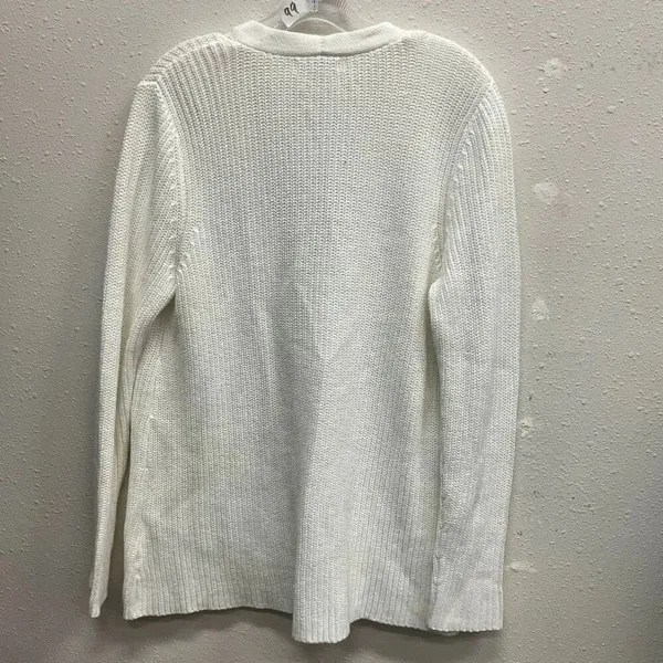 John Paul Richard 100% Acrylic Broach Button White Knit Cardigan Med #763 - Image 9