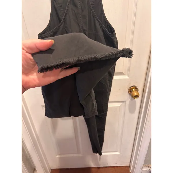Aerie Werk & Play Twill Overalls Charcoal Gray Cotton Overalls Frayed Hem Size M - Image 6