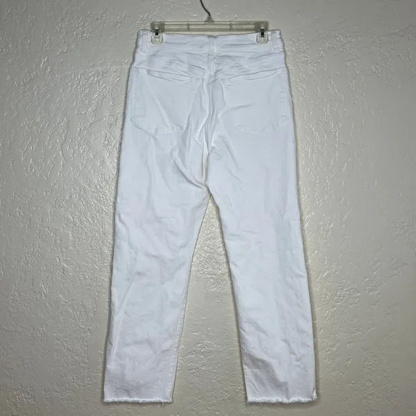 Madewell Women's The '90s Straight Crop Jeans White Cone Denim Raw Hem Size 28 - Image 3