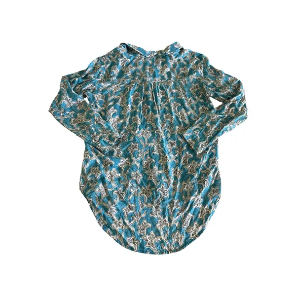 Pilcro Anthropologie Leilani Tunic Top Womens XS Blue Button Down Boho Western - Image 10