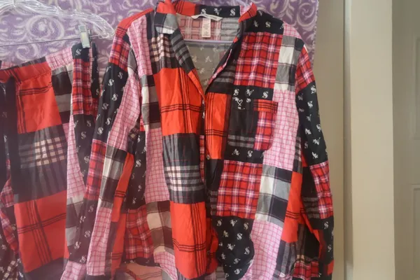 Victoria's Secret modal blend patchwork pj pajamas set in red and black size medium. - Image 3
