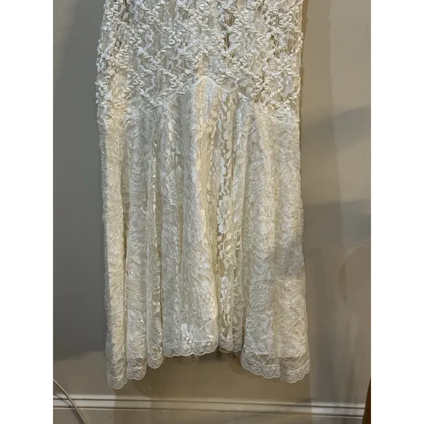Vintage Lace Dress Size 12 Cream Ribbon Sequin Victorian‎ Romantic Delicate - Image 6