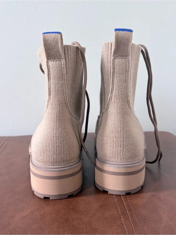 Rothy's The Lug Boot Fawn Tan Chelsea Ankle Boots Women's Size 8 - Image 5