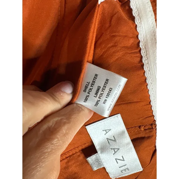 NWT Azazie Lamara Burnt Orange Off the Shoulder Chiffon Convertible Jumpsuit - Image 8