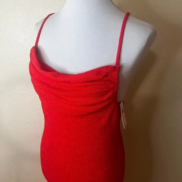 Anthropologie | Sunday in Brooklyn red knitted cowl neckline maxi dress NEW XS - Image 3
