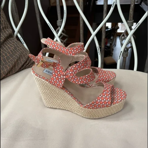 Steve Madden Jenny Printed Espadrille Wedge Sandal in‎ Orange Size 7.5 - Image 7