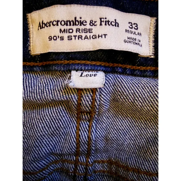 Abercrombie & Fitch NWT 90s Straight Jeans Womens 33 Blue Curve Love‎ Mid Rise - Image 4