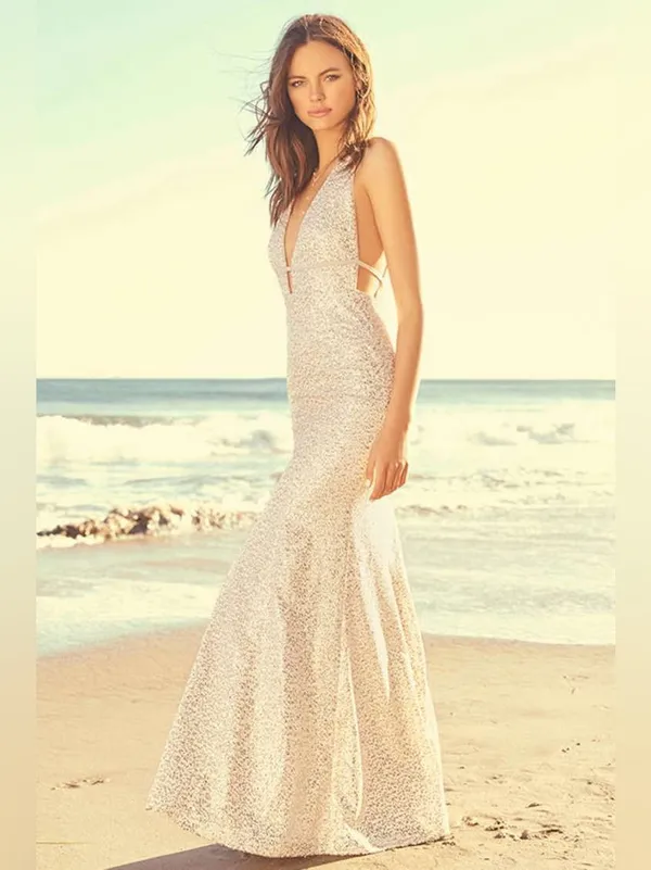 Lulu’s Wish Granted Beige Sequin Maxi Dress • Large • NWT - Image 6