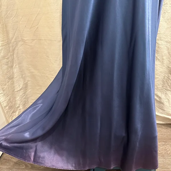 VTG 90s Zum Zum Blue Ombre Satin Slip Dress Rhinestone Strappy Open Back Prom XS - Image 5