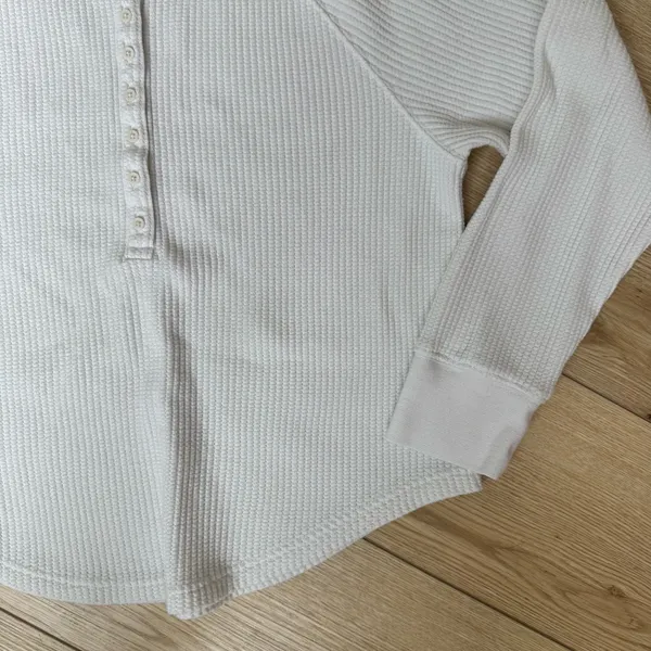 Gap Long Sleeve White Waffle Knit Thermal Top - Image 4