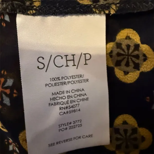 CAbi Women's Small Multicolor Geometric V-Neck Long Sleeve Sheer Blouse - Image 7