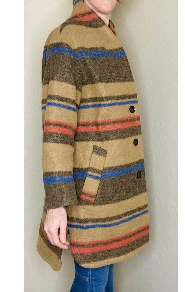 Banana Republic Retro Tan Preppy Winter Plaid Stripe Jacket - Image 6