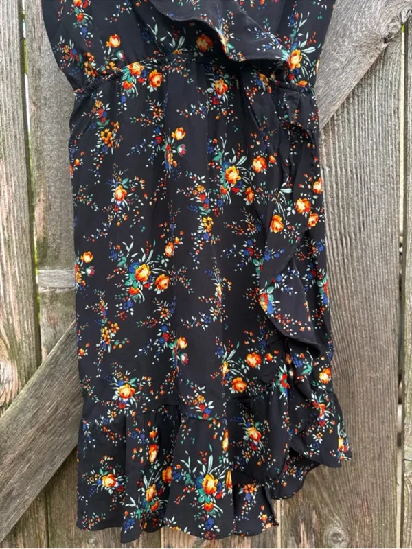 EUC SANDRO Paris Silk Petunia Floral Ruffled Sleeveless Dress Size Medium - Image 7