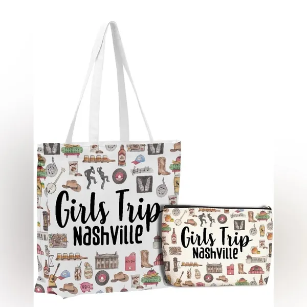 NEW!Girls Trip Nashville Canvas Tote and Pouch Set - Image 2