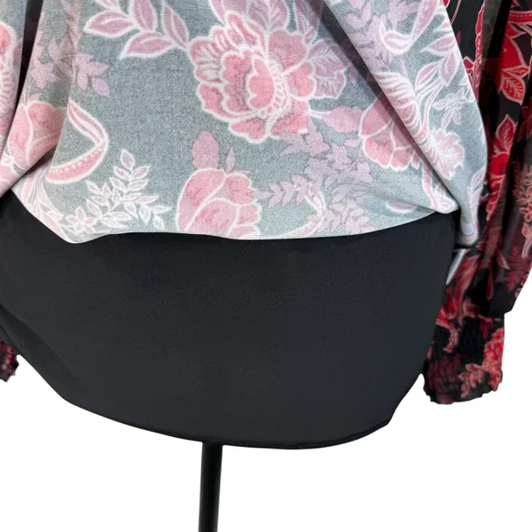 WHBM Small Tunic Top Floral Lined Long Balloon Sleeve Stretch Keyhole Smocked - Image 6