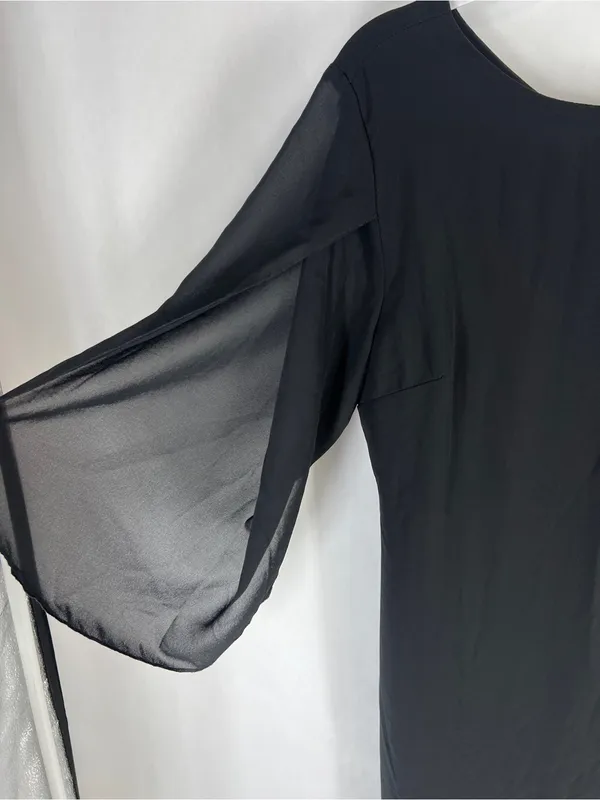 Grace Karin Black Chiffon Split Sleeve Shift Dress Size S NWT - Image 3